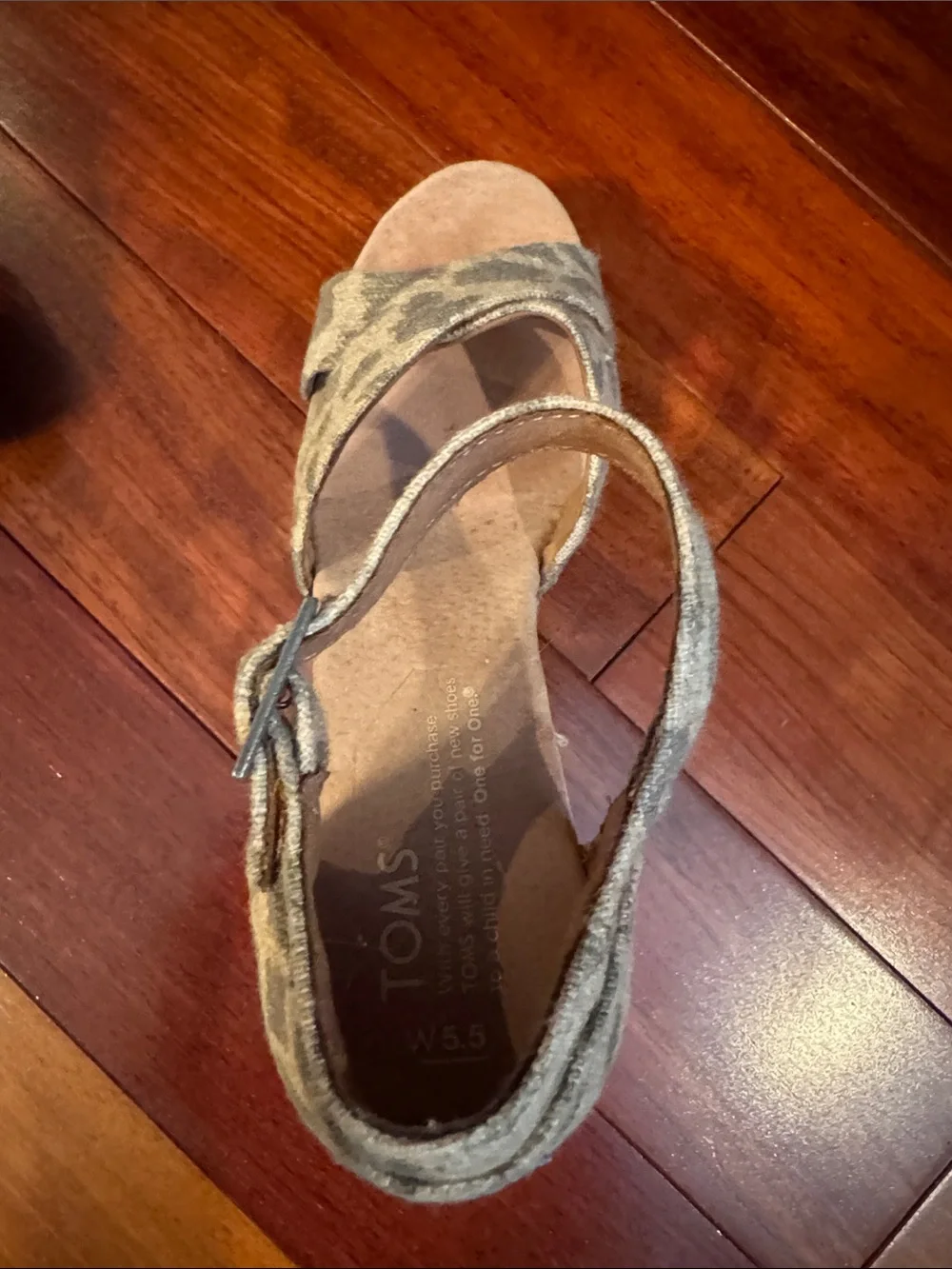 Toms Leopard-Print Ankle-Strap Wedge Sandals - Taupe Gray